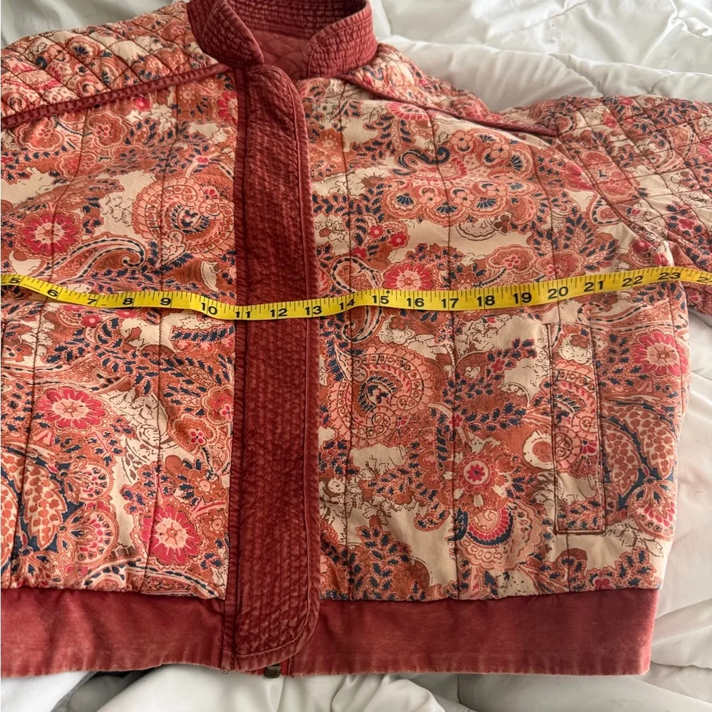 Free People SMALL Great Escape dolman jacket quilted reversible orange paisley - Picture 3 of 12